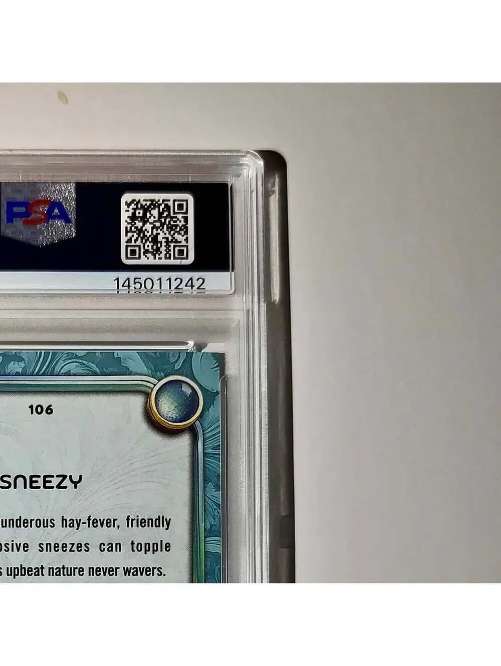 Sneezy 2025 Topps Disney #106 Diamond Card Snow White and the Seven Dwarfs PSA 9